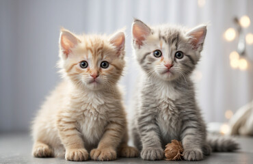Cute kittens on a white background