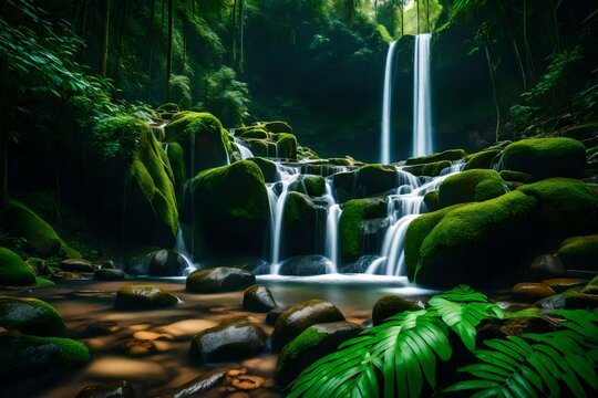 waterfall in the forest © qaiser