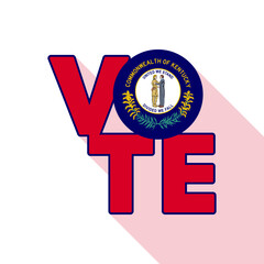 Vote sign, postcard, poster. Banner with Kentucky flag with long shadow. Vector illustration.