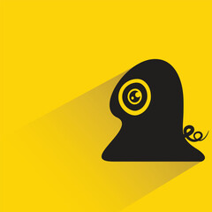 funny monster character with shadow on yellow background