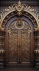 Religious symbols adorned on the doors of a church, symbolizing faith and its sacred nature.