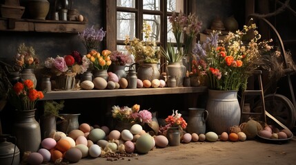 Rustic Easter Decor: Farmhouse style decorations for Easter.