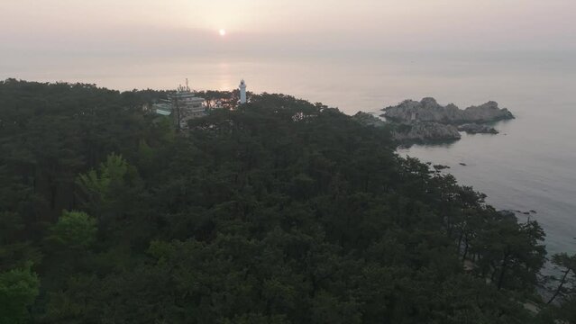 Aerial video of Ulsan sea, South Kore