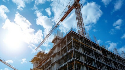 Construction site with crane and building