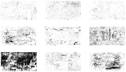 Collection of urban grungy textures.  Crackle line and scratch on concrete and stone surface. Abstract vector background in black and white color.