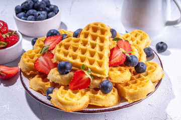 Breakfast belgian waffles with berry