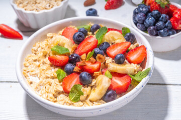 Sweet summer breakfast oatmeal with berry