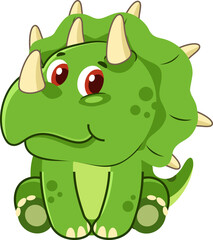 Cute Baby Triceratops Dinosaur Cartoon Character. Illustration Isolated On Transparent Background © HitToon.com