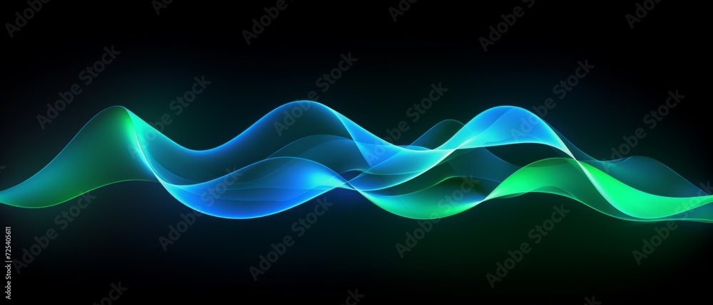 Leinwandbilder dynamic 3d vector wave lines pattern: smooth curve flowing in blue-green gradient light, isolated on