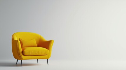 Modern elegant yellow chair isolated in white background