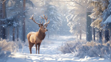 Deer in the snow, christmas period