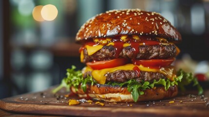 Very tasty looking perfect double cheeseburger