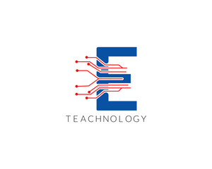 Modern Alphabet Latter E Technology Logo and Icon Victor Illustration Design.