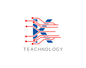 Fototapeta premium Modern Alphabet Latter K Technology Logo and Icon Victor Illustration Design.