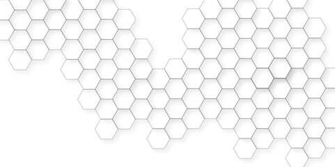 Abstract technology background vector hexagon concept design. Abstract white hexagon background. Surface polygon pattern with glowing hexagon paper texture and futuristic business.