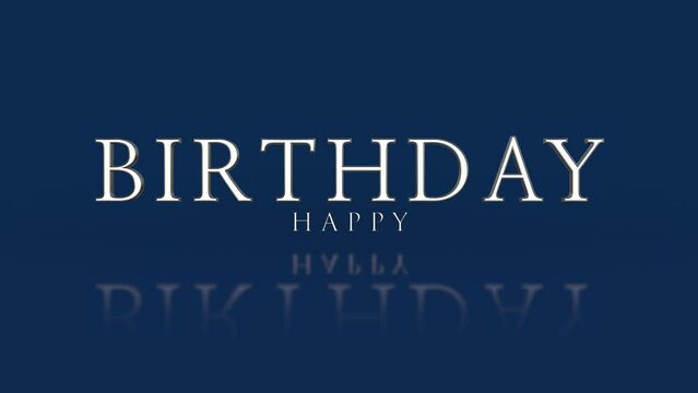 A simple birthday card with Happy Birthday in white letters on a dark blue background