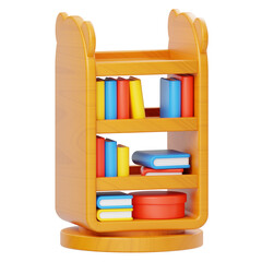Cute Wooden Bookshelf 3D Icon
