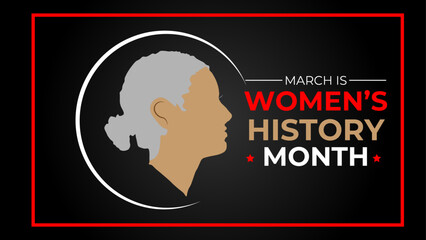 Women's History Month. Celebrated annual in March to mark women’s contribution to history. Female symbol. Women's rights. Girl power in world. banner, cover, poster, flyer, card. Vector illustration