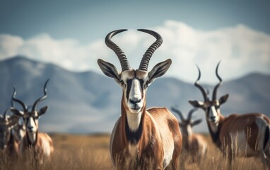 A male antelope with distinctive long horns