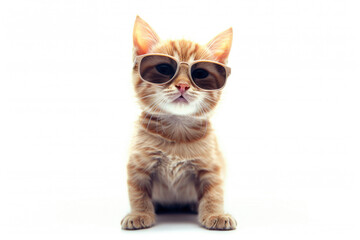 A playful cartoon cat, complete with sunglasses