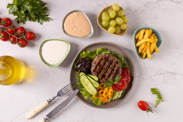 Beef burger without a bun