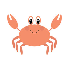 Сartoon crab on white background. Vector illustration.