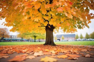 Naklejka na ściany i meble maple tree in an urban park during autumn