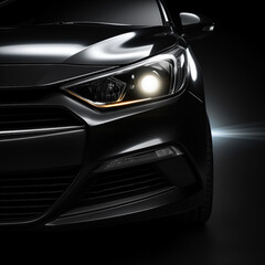 car headlight on a black background. dealer center. advertising, sale and rental of high-class cars