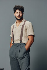 Obraz premium Attractive fashionable male style caucasian young handsome men model person guy
