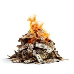 burning dollars in a fire