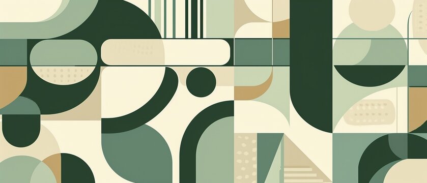 Abstrakter Retro Hintergrund mit gr&uuml;nen Mustern und Formen 