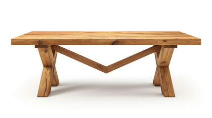Fototapeta premium Wooden Table With Two Legs on White Background