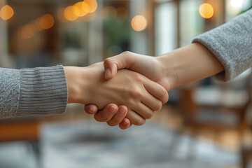 Handshake of two women's hands