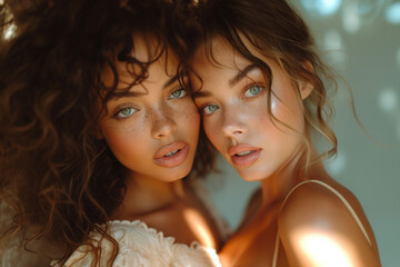 Portrait of two beautiful young women - 725415278