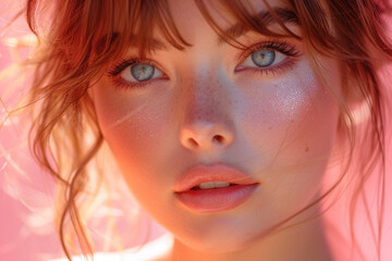 Close-up face portrait of beautiful young woman - 725415280