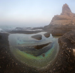 Fog on the Caspian Sea, Kazakhstan