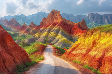 View on landscape of color mountains - 725415643