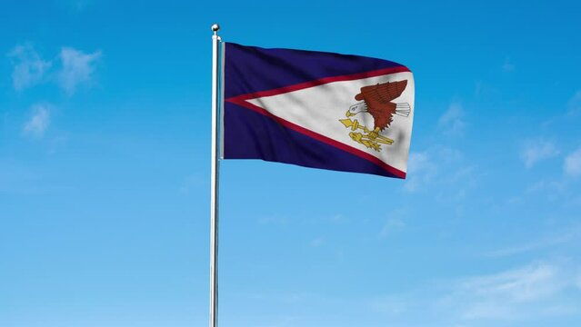 High detailed flag of American Samoa. National American Samoa flag. 3D Render.