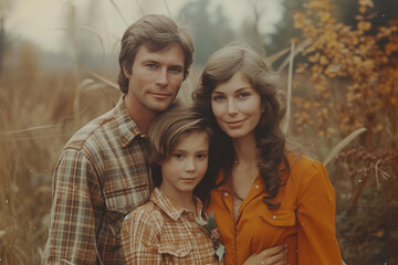 Illustration of young american family photo of 1970s - 725416265
