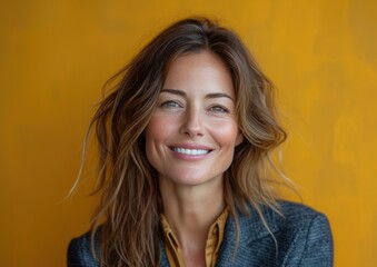 Naklejka premium Middle aged businesswoman, happy smiling female boss, wearing suit
