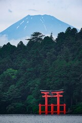 Tranquil Beauty of Lake Hakone: Mount Fuji, Torii, and Scenic Serenity