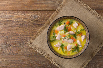 Salmon soup with cream.