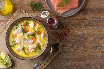 Salmon soup with cream.