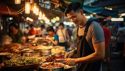 Man Standing in Front of a Table Filled With Food