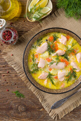 Salmon soup with cream.