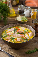 Salmon soup with cream.