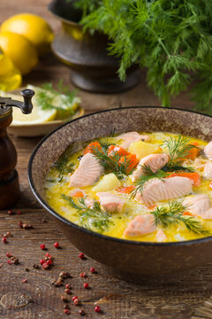 Salmon soup with cream.