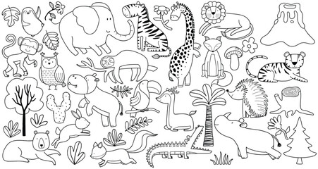 Doodle of cute animal sketch. outline vector illustration.