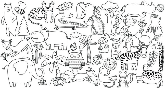 Doodle of cute animal sketch. outline vector illustration.