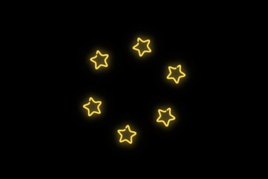 black star glowing sign animation video